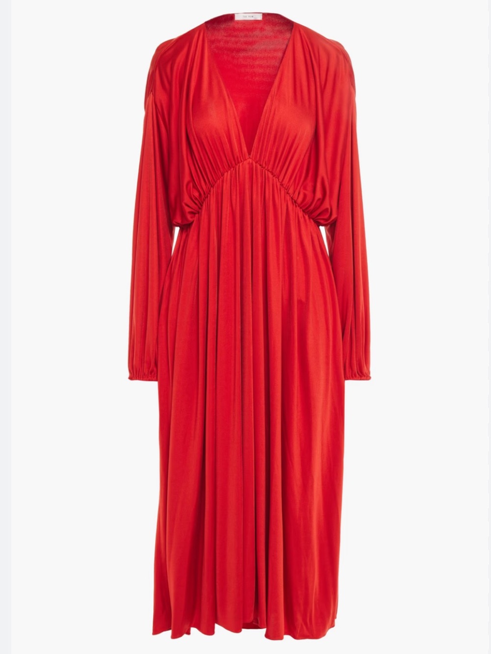 The Row Sasha Gathered Satin-Jersey Midi Dress